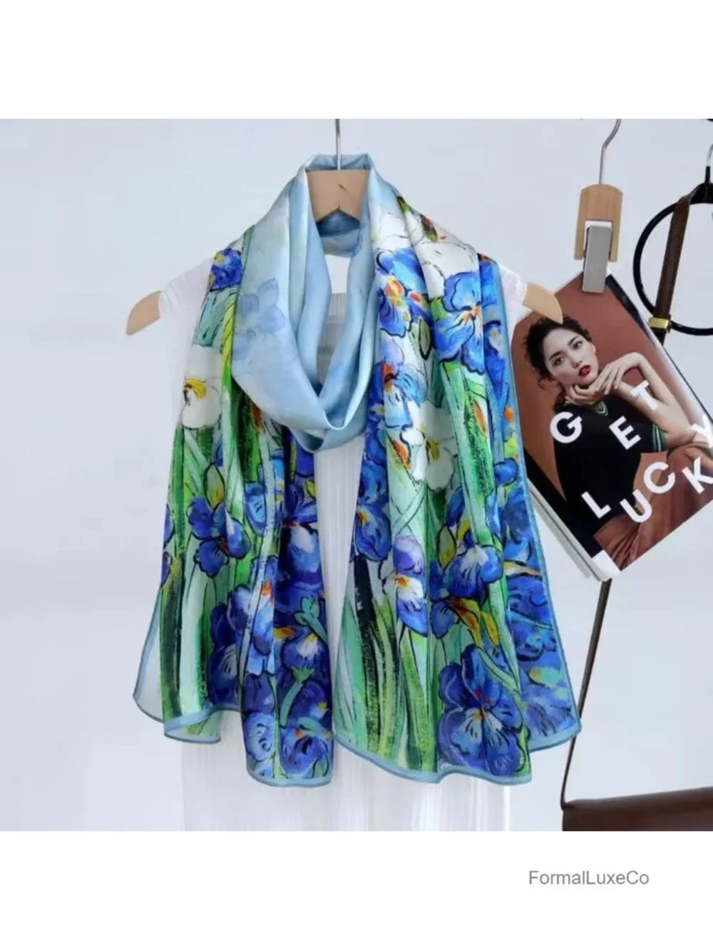 100% Silk Long Oblong Shawl Scarf Wrap Gift Packed